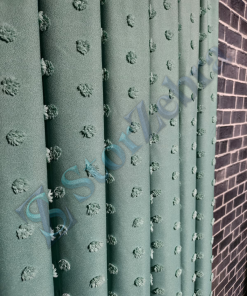 1. Kalite Açık Yeşil Ponponlu Fon Perde