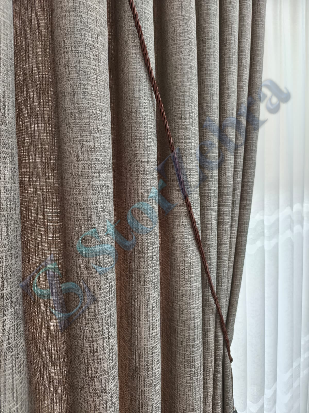 1. Kalite Dökümlü Bohem Sütlü Kahve Fon Perde Craft