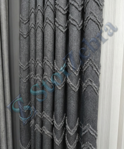 1. Kalite Antrasit Püskül Desenli Fon Perde