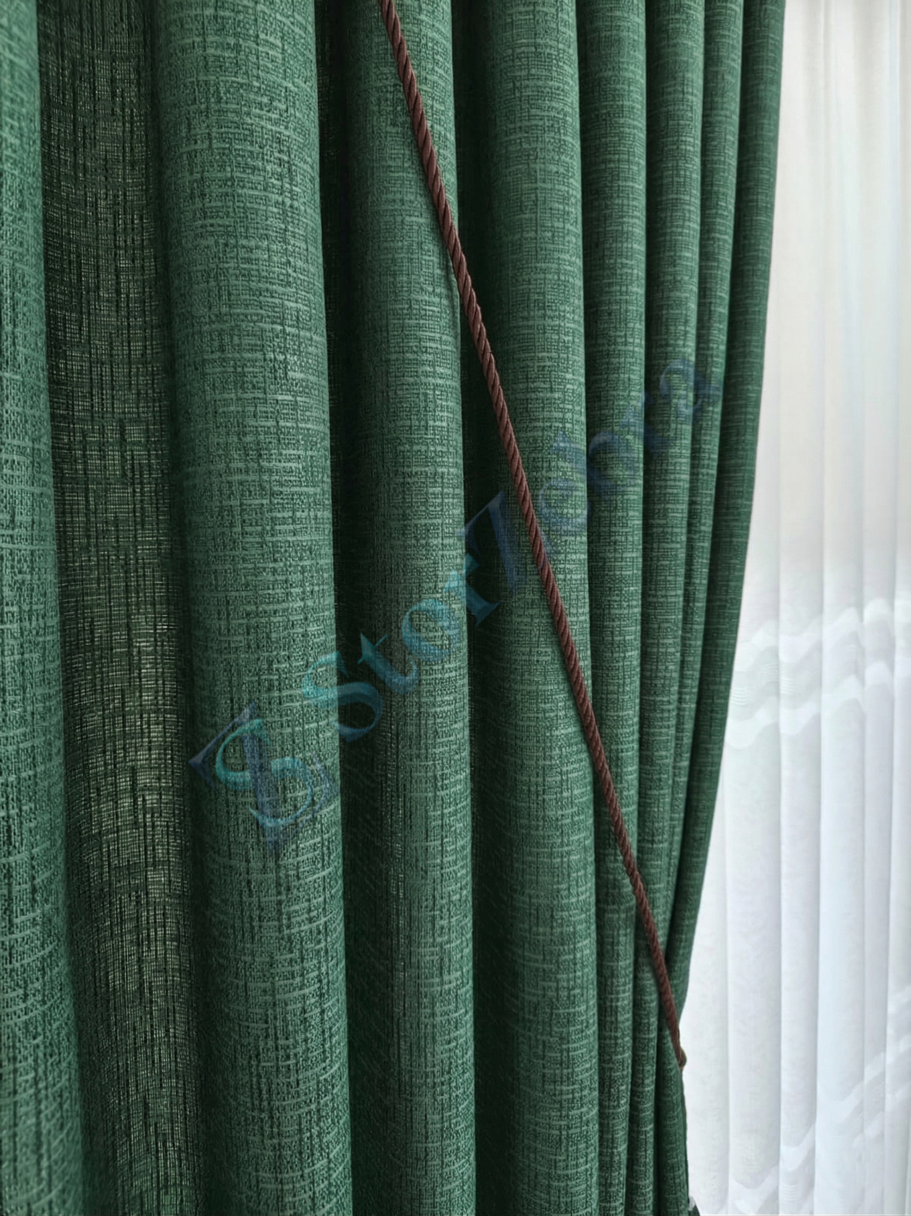 1. Kalite Dökümlü Bohem Yeşil Fon Perde Craft