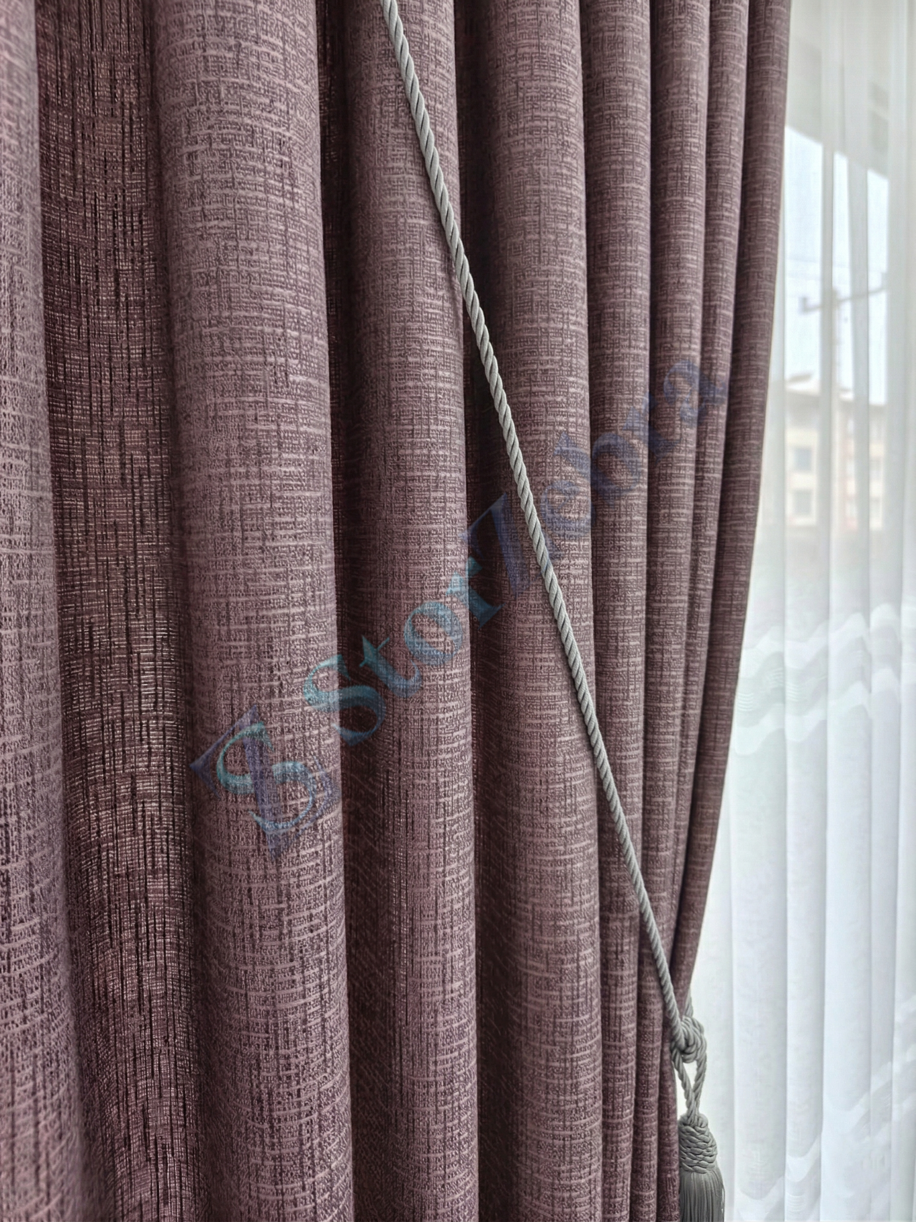 1. Kalite Dökümlü Bohem Gül Kurusu Fon Perde Craft