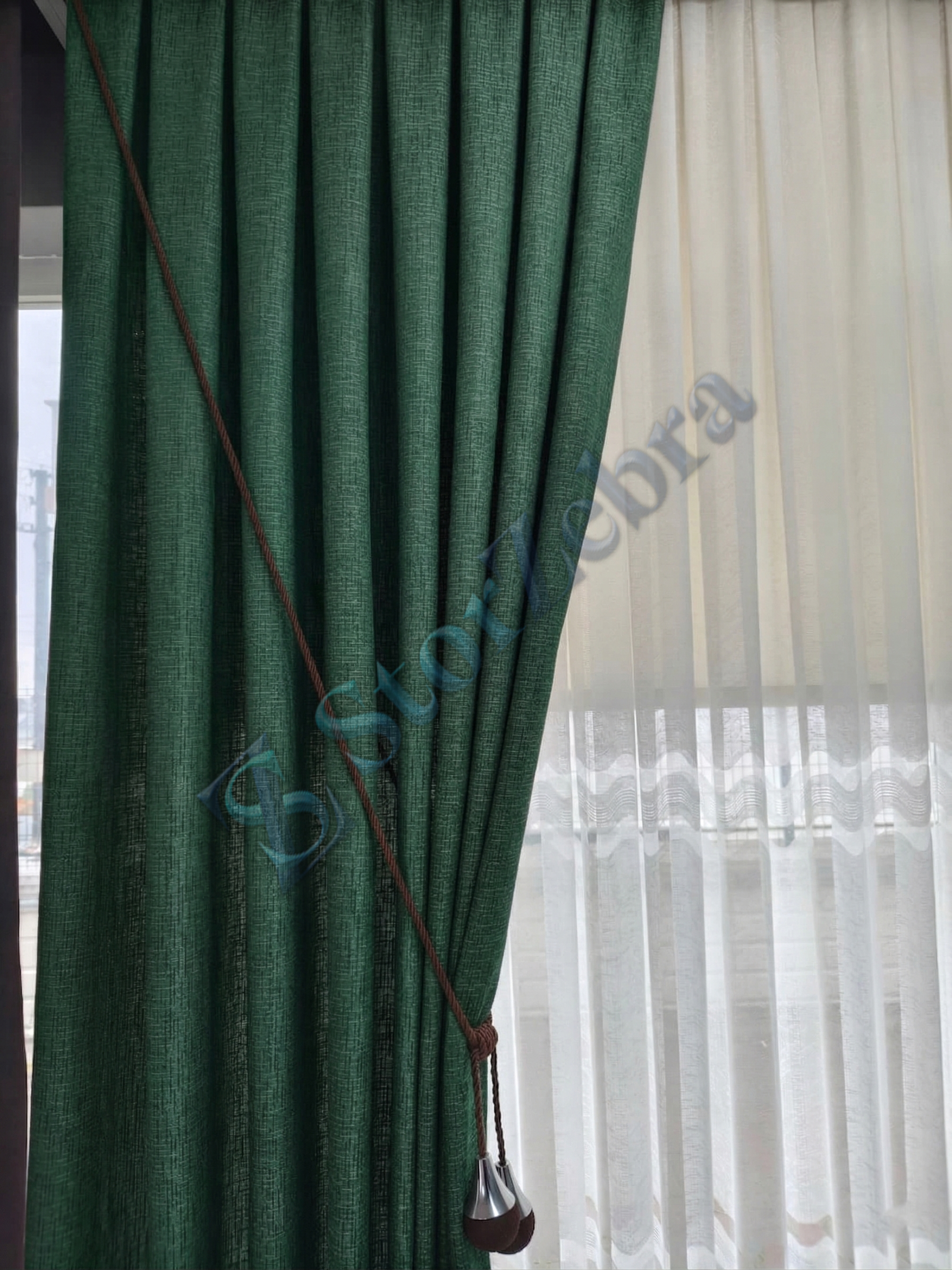 1. Kalite Dökümlü Bohem Yeşil Fon Perde Craft - Görsel 2