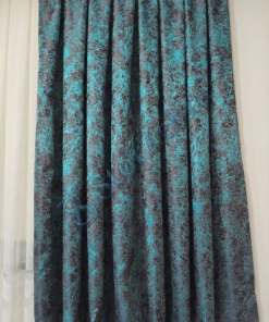 1. Kalite Desenli Turkuaz Siyah Renk Fon Perde