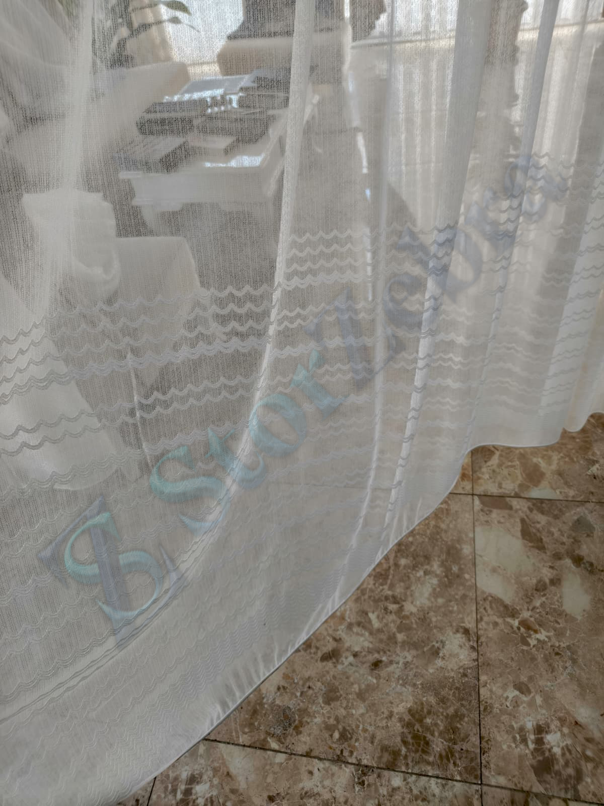 1. Kalite Orijinal Brilliant Dalgalı Desenli Tül Perde - Görsel 3