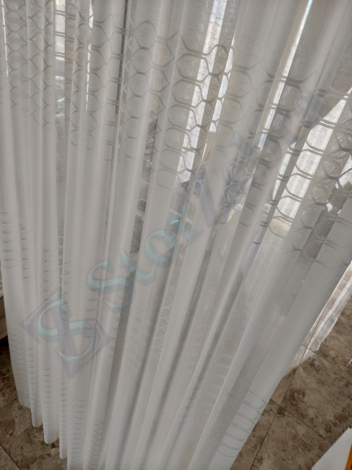 1. Kalite Orijinal Brilliant Petek Desenli Tül - Görsel 3