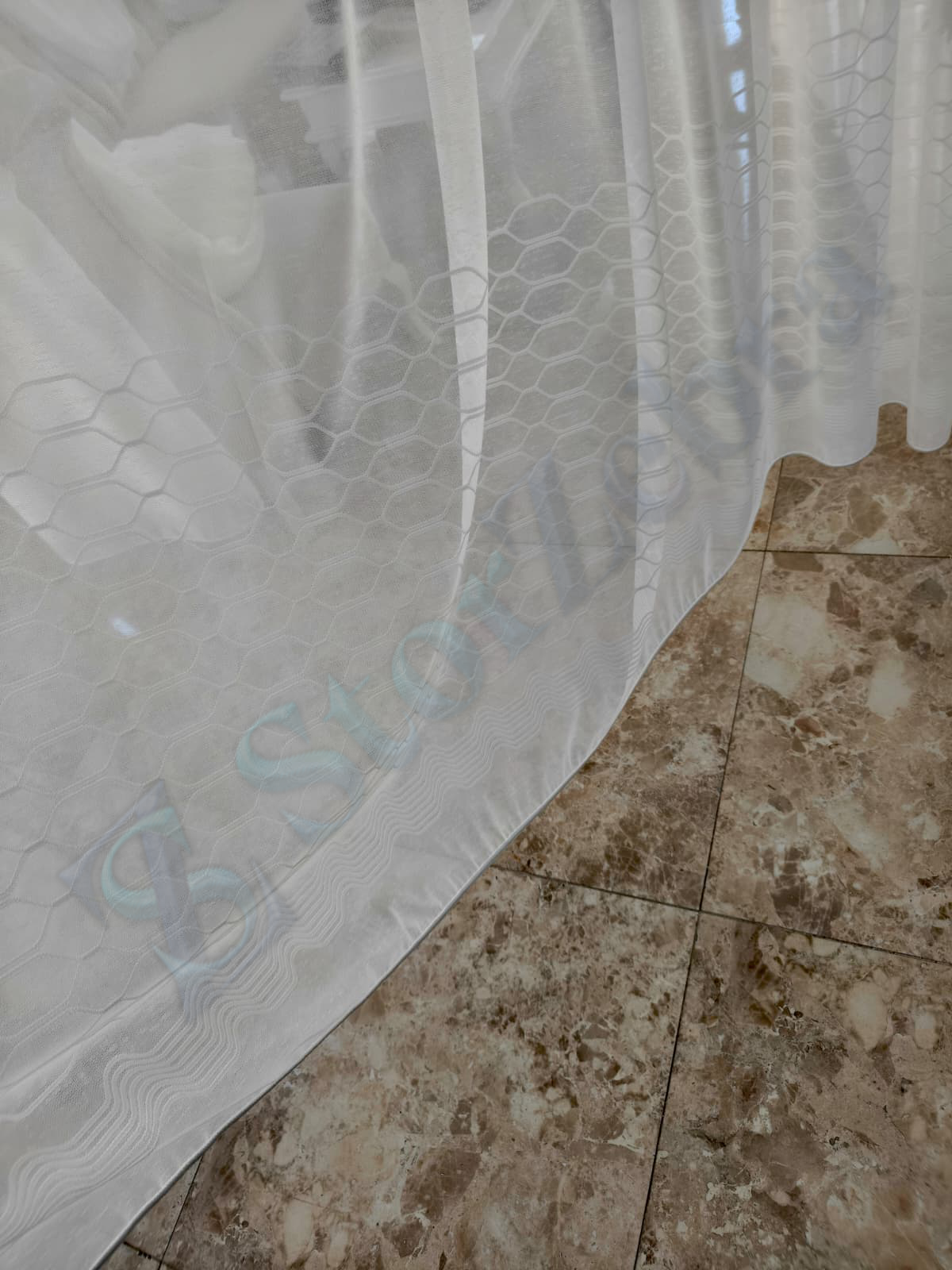 1. Kalite Orijinal Brilliant Petek Desenli Tül - Görsel 4